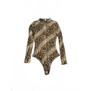 Banjul Metallic Leopard Print Bodysuit - Long Sleeve